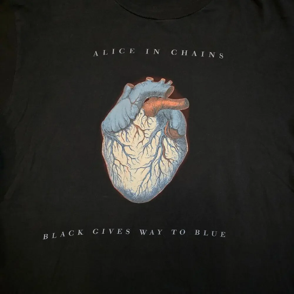 AiC Tshirt  XL Black Graphic Print Cotton Alice Chains Black Gives Way Blue 2010 - Picture 10 of 10
